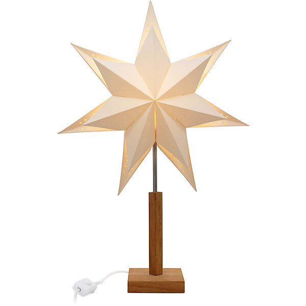 HELLUM LED-Papierstern m. Holzfuß doppellagig 578737